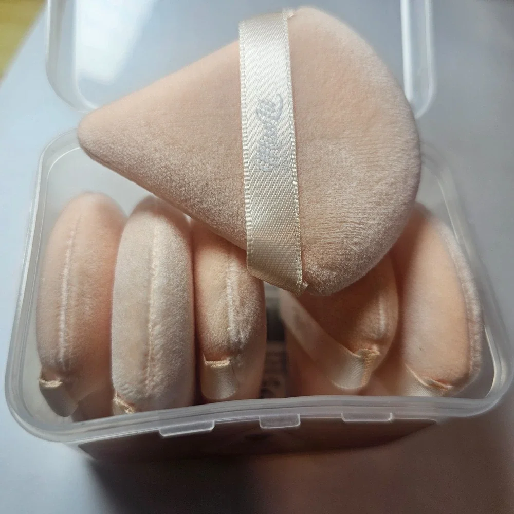 Miss Lil 6-Piece Powder Puff Make-up Set Peach cream NIB